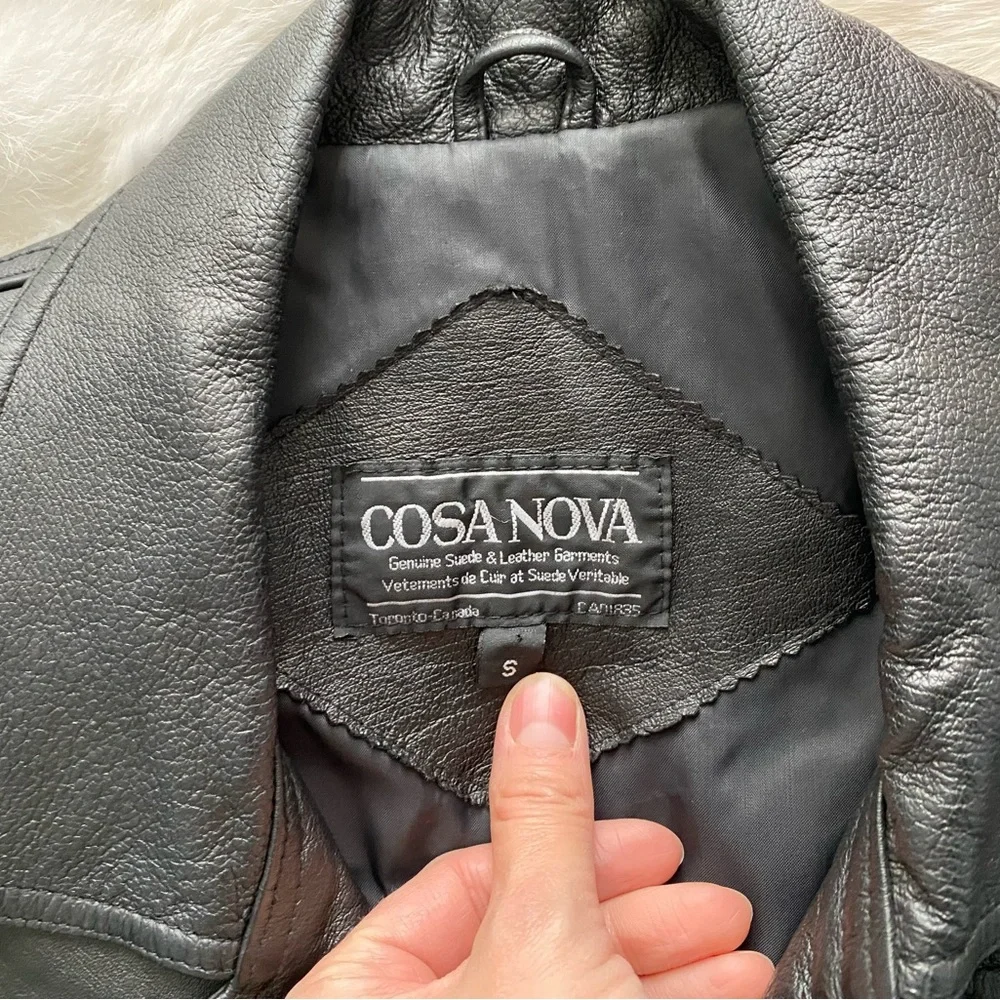Vintage Cosa Nova Black Leather Biker Jacket - Picture 2 of 12